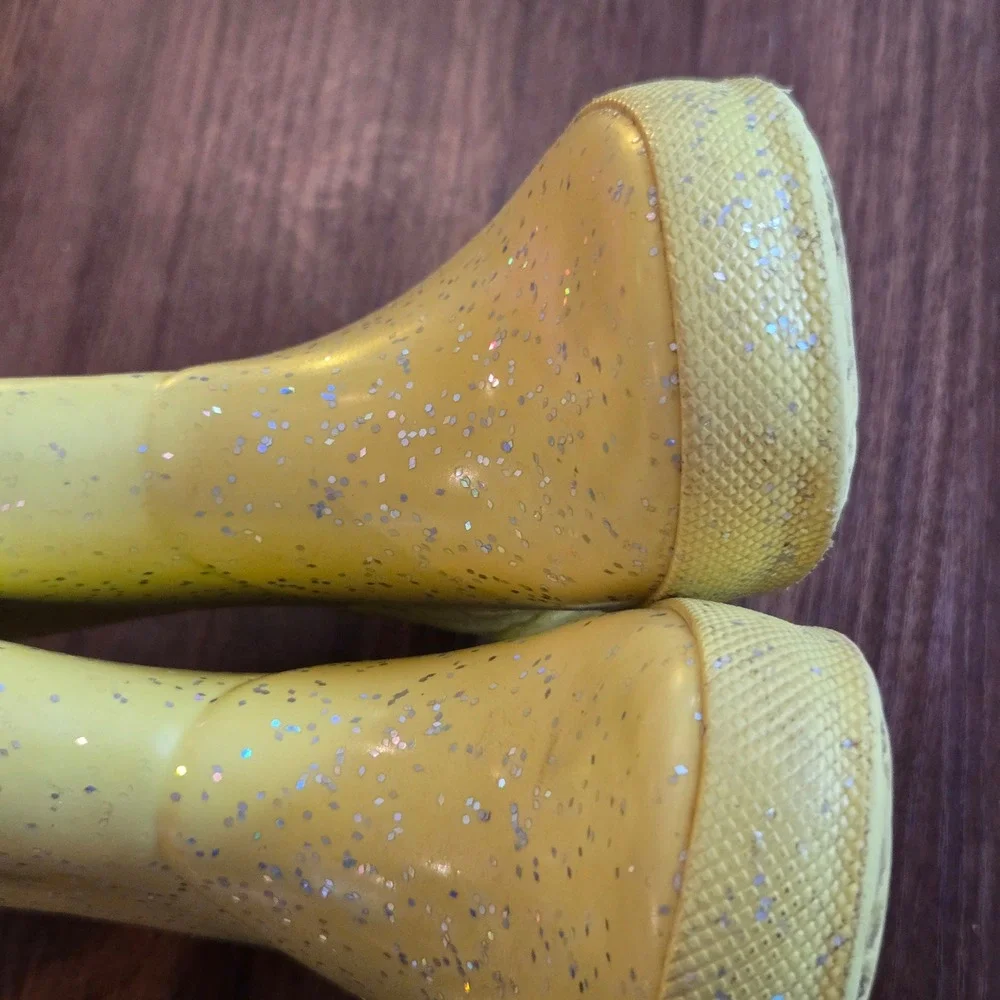 Hunter Kids First Classic Giant Glitter Rain Boots Yellow Size 7/8 Toddler US